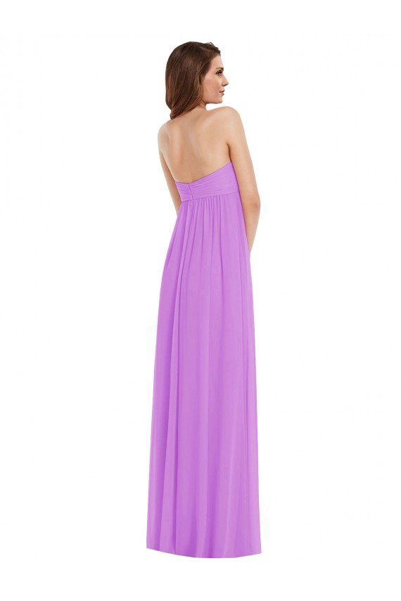 Low Back Violet Soft Chiffon Sweetheart Long Sleeveless Semi Formal Evening Dress UK for Sale